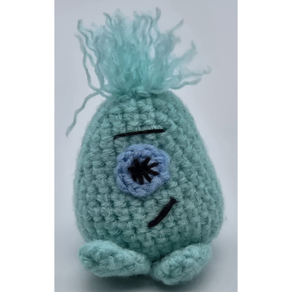 Crochet Handmade Mini One Eye Monster Toy Seafoam Green‎ Amigurumi 3" Tall